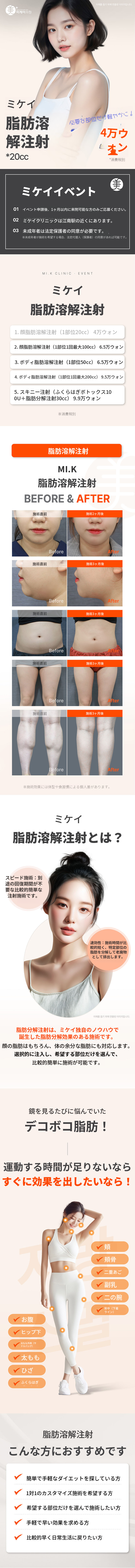 ミケイ脂肪消失注射_顔、腹部