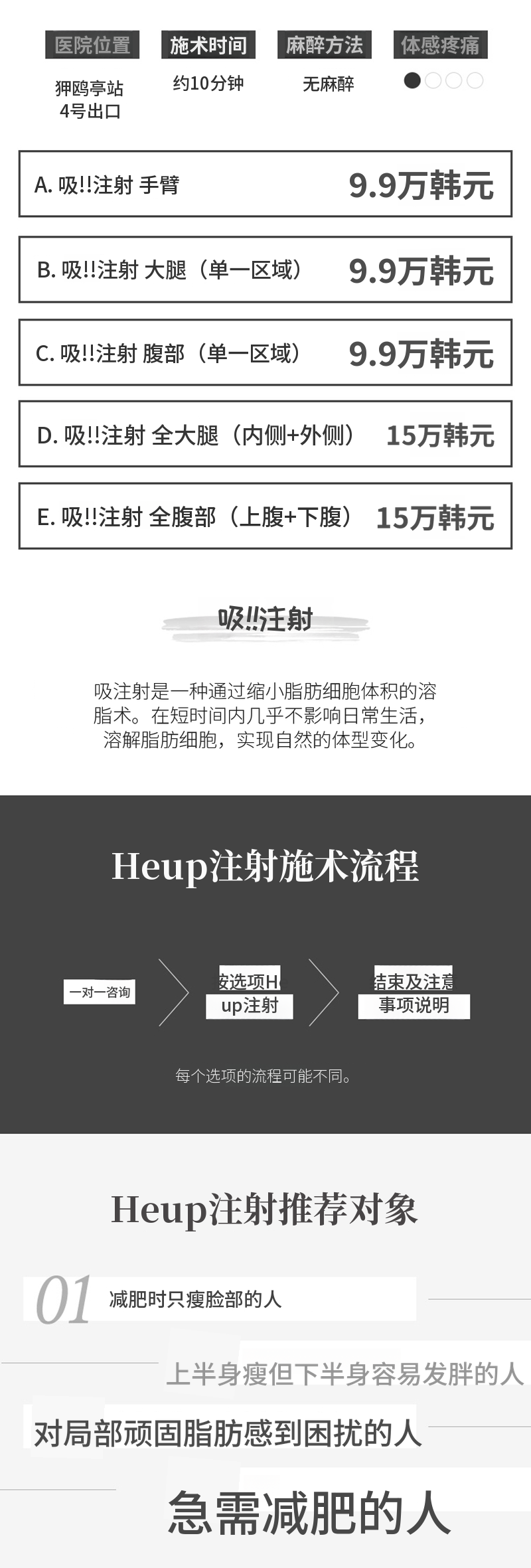 仅吸取所需部位!! 首尔丽格吸注射