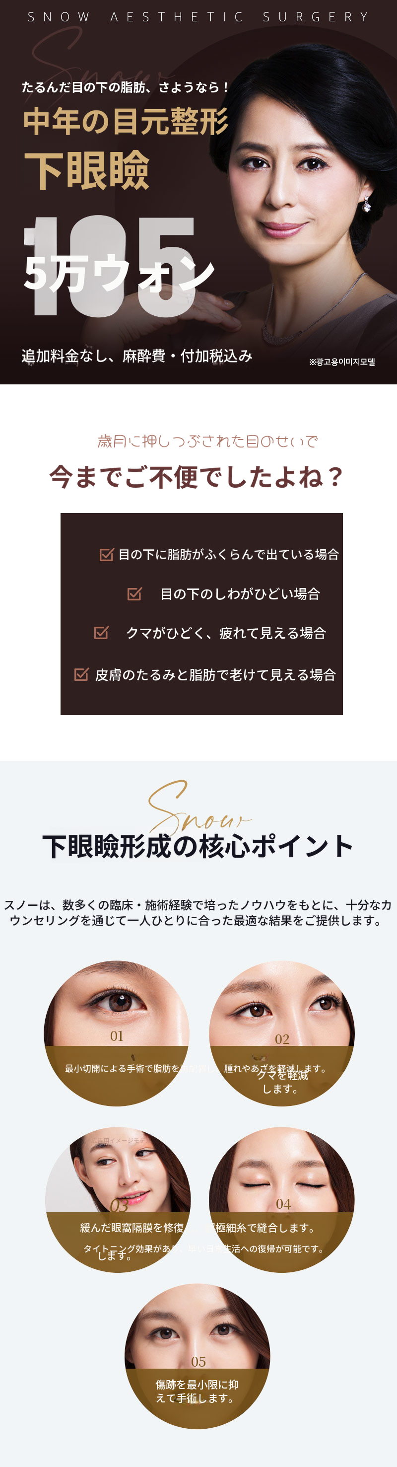 中年の目の整形　下まぶたの手術