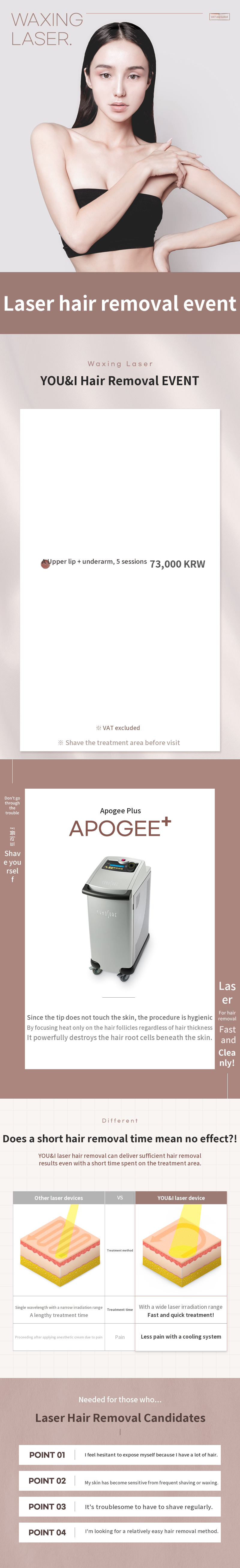 Daejeon) Women's Underarm + Upper Lip Hair Removal Event