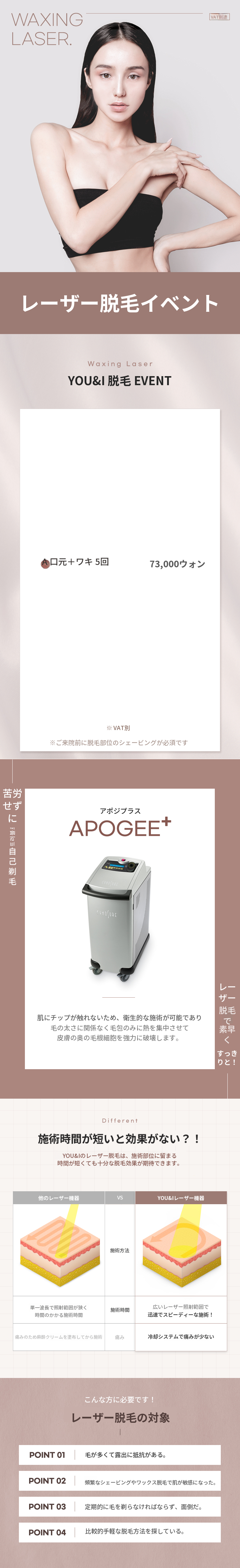大田) 女性の脇の下 + 口ひげ脱毛イベント