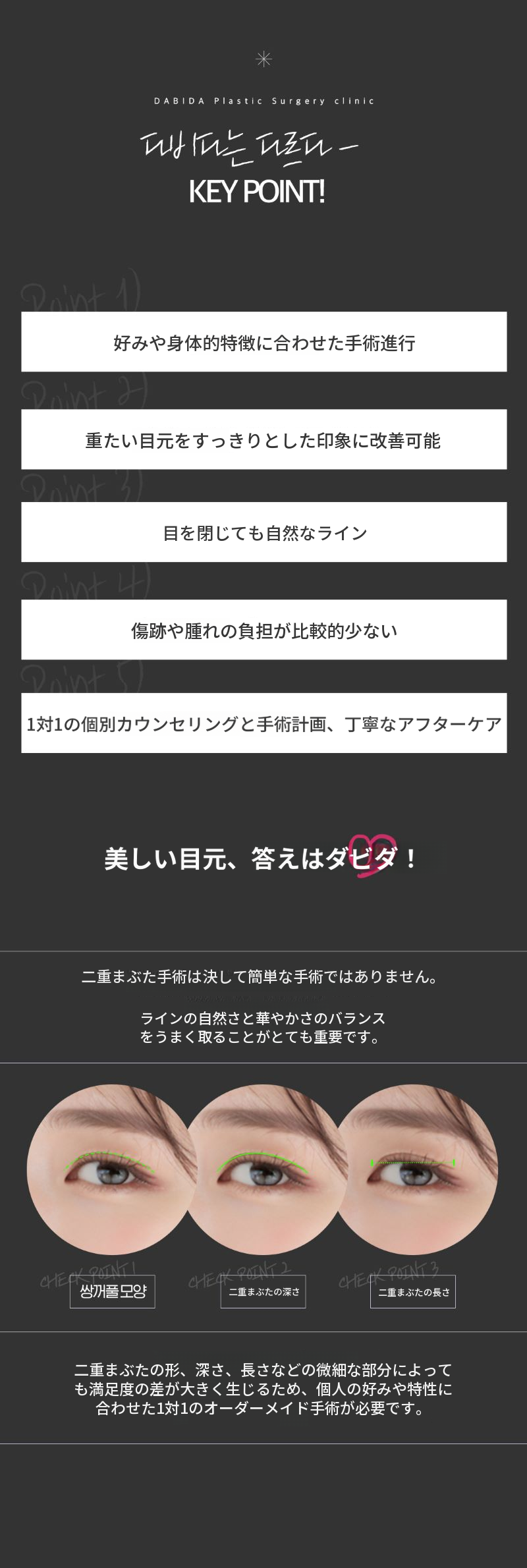 ダビダ自然癒着二重まぶた