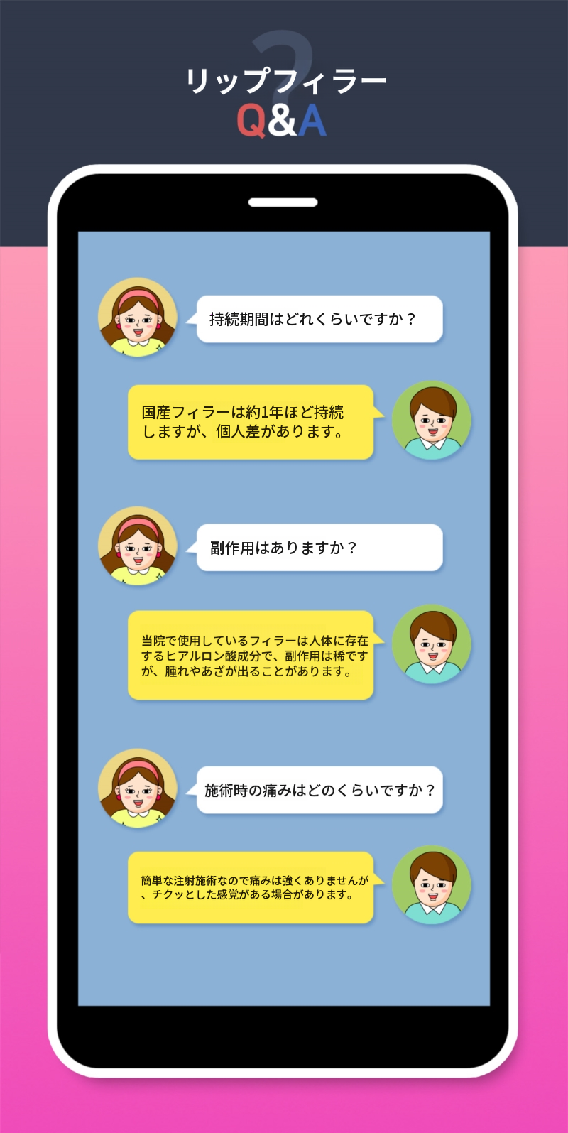 唇をふっくらとさせるリップフィラー