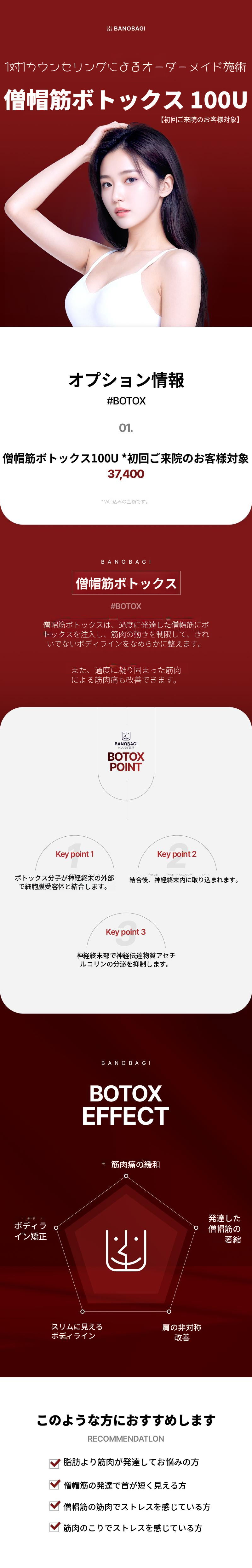僧帽筋ボトックス 100U