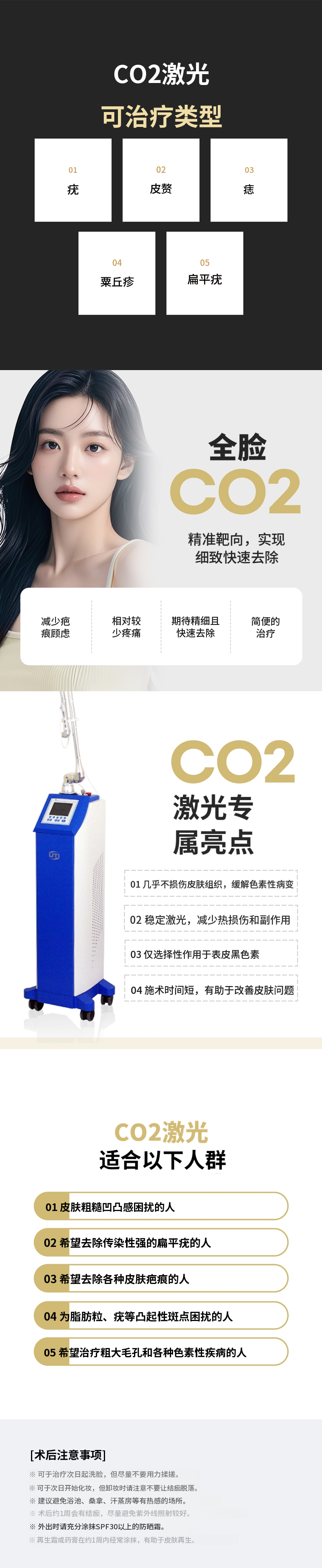 水原点赘疣、软疣、米粒肿、扁平疣CO2激光