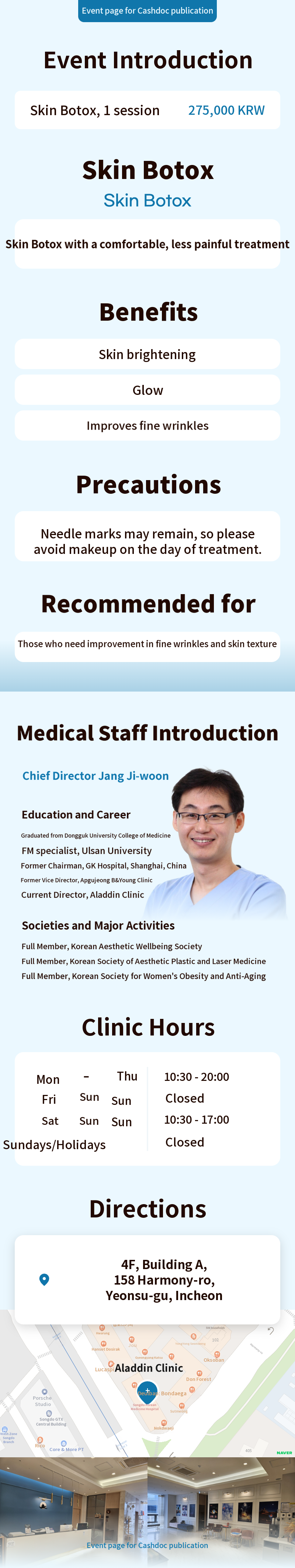 Tight skin texture, fine wrinkle improvement Aladdin Skin Botox 1 session
