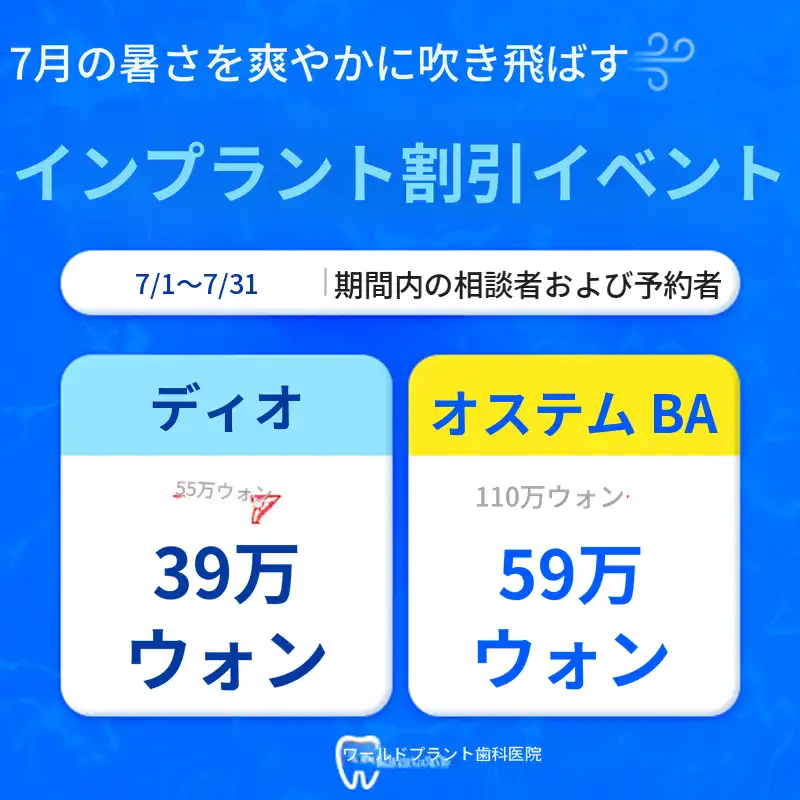 ワールドプラント歯科医院 キャッシュダック対象インプラント割引 施術画像