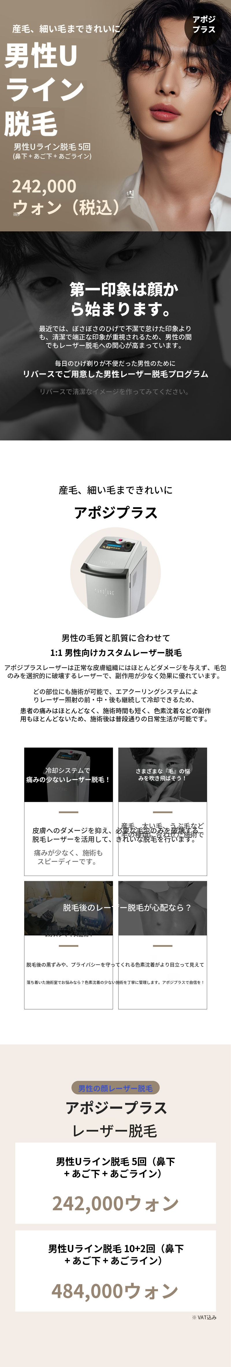 スウォン 男性 鼻下 あご下 あごライン 脱毛 アポジプラス