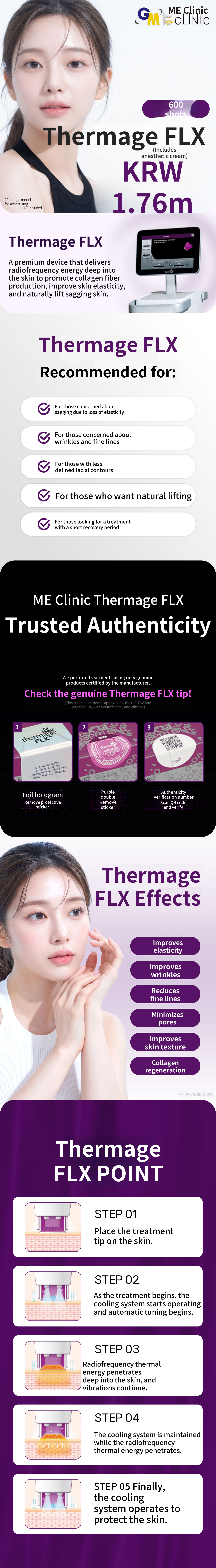 Thermage FLX 600 Shots/900 Shots Facial Tightening