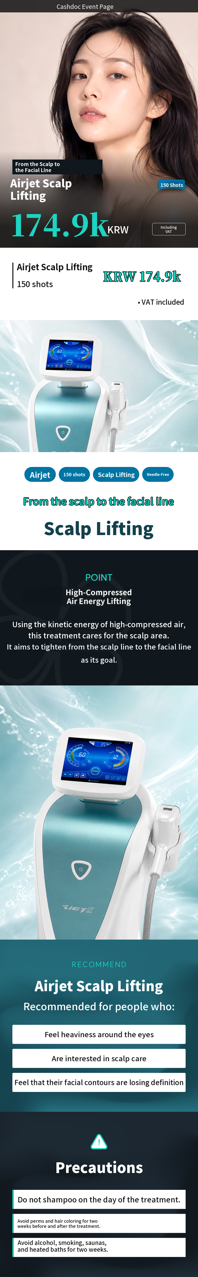 UP♥ Ultra-Precision Detail Lifting AirJet Scalp Lifting, 150 shots