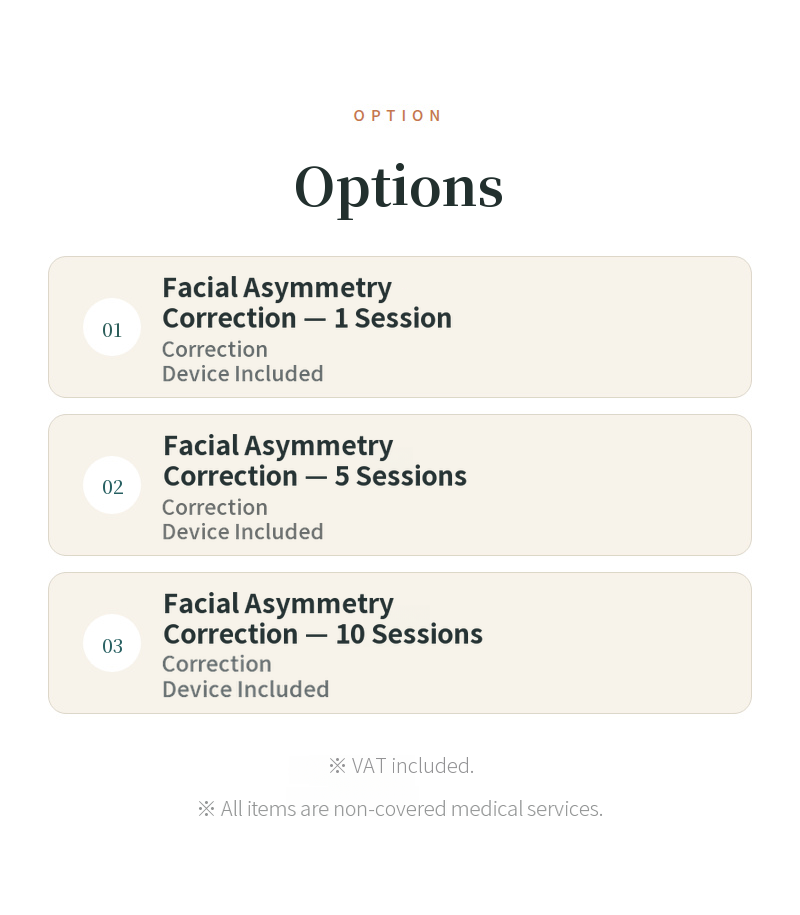 Non-surgical, painless facial asymmetry correction without acupuncture or injections