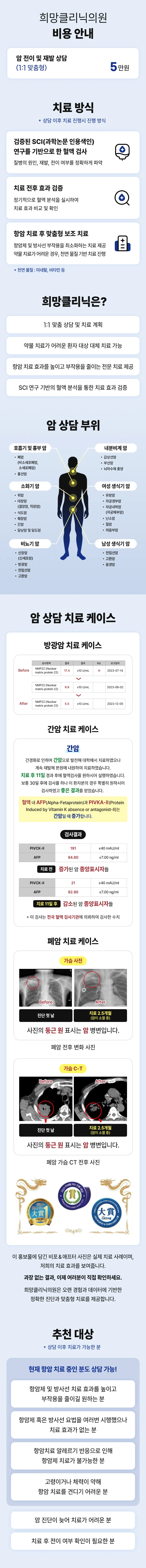 희망클리닉의원 1대1 맞춤형 암 전이 및 재발 상담 이벤트, 시술 상세 이미지