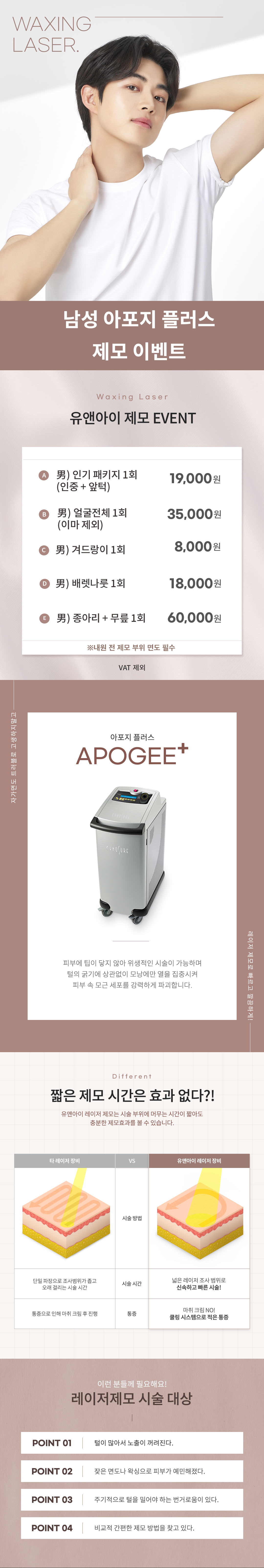 유앤아이의원 여의도점 여의도) 男 아포지 플러스 제모 이벤트, 시술 상세 이미지