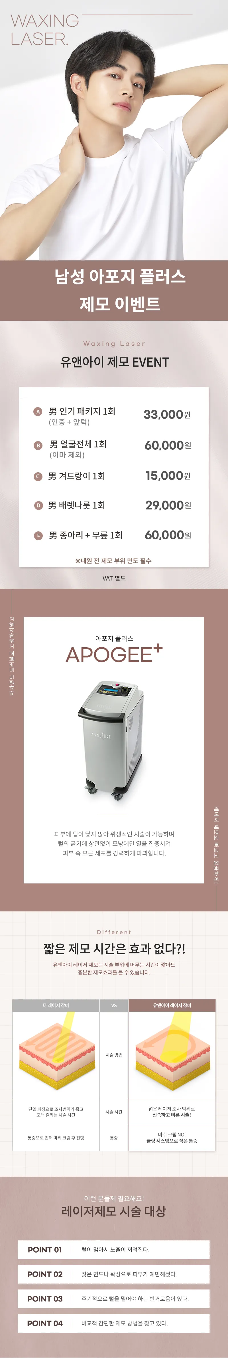유앤아이의원 여의도점 여의도) 男 아포지 플러스 제모 이벤트, 시술 상세 이미지