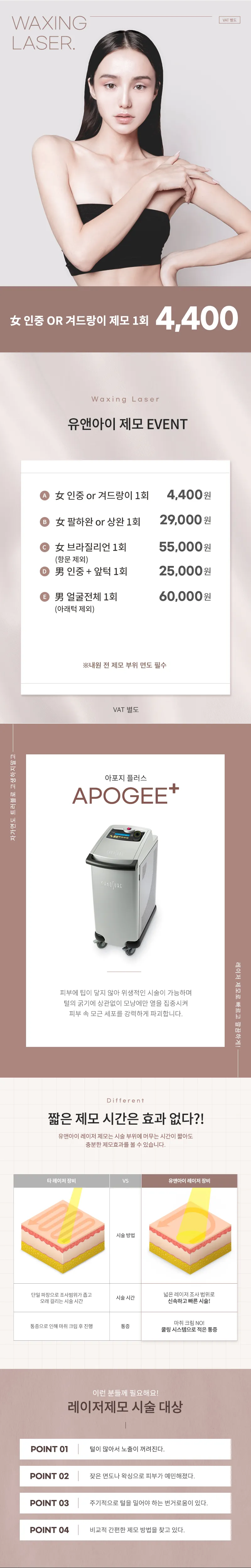 유앤아이의원 마곡점 마곡) 깔끔 레이저 제모 이벤트 이벤트, 시술 상세 이미지