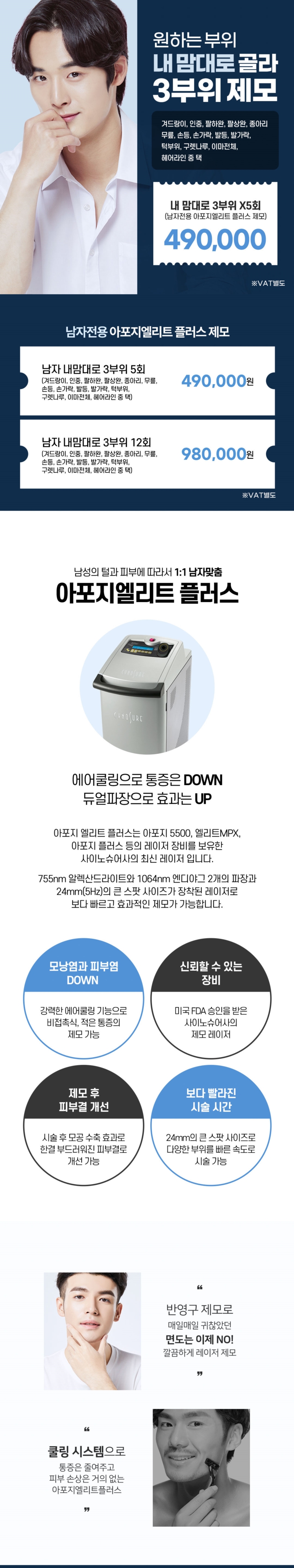 리버스클리닉 홍대점 내맘대로 남자레이저제모 3부위 5회 이벤트, 시술 상세 이미지